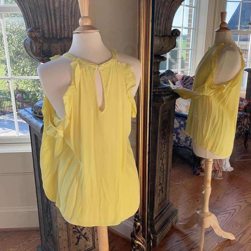 Lemon Chiffon Cold Shoulder Blouse! - image 5